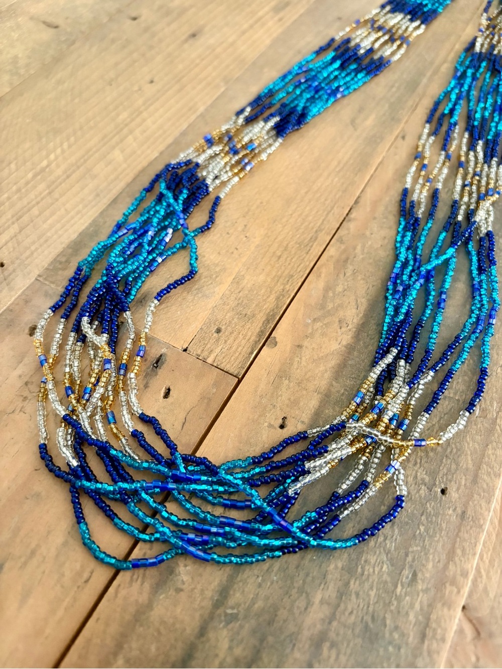BOHO TRIBAL CHUNKY MULTI STRAND BEAD STYLE NECKLACE